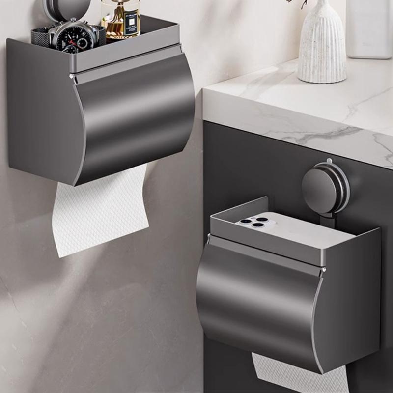 Space Saving Suction Cup Tissue Holder with No Drill Installation for Kitchen and Bathroom Essential Storage