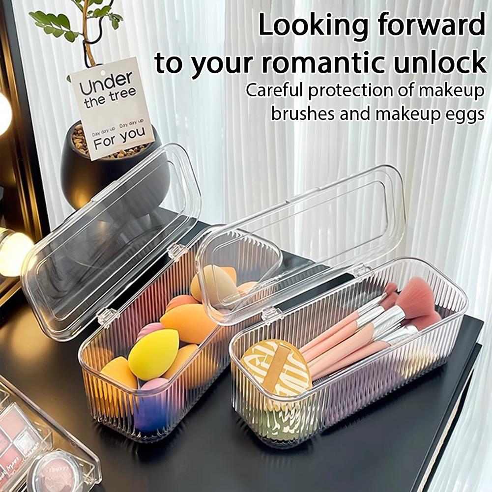 Makeup Brush Storage Cosmetics Storage Box Multifunctional Cosmetic Egg Holder Box with Dustproof Lid -Makeup Brush Lipstick