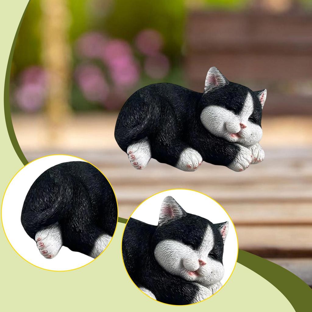Cat Figurine Art Crafts Decorative Garden Statue for Shelf Outside Landscape