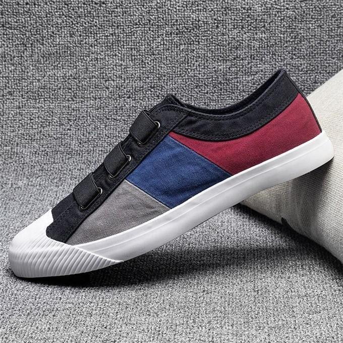 Basic High Quality Mens Canvas Shoes Patchwork Rubber Lace-up Mens Casual Shoes Lightweight Round Toe Male Sneakers