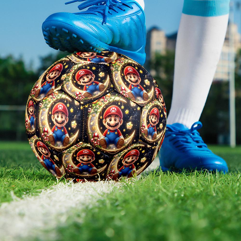 1pc Super Mario Game Cartoon Football Soccer Ball Size 5 Indoor Soccer Ball Fashion Colorful Backyard Game -Great For Sports Fans Gift HE50