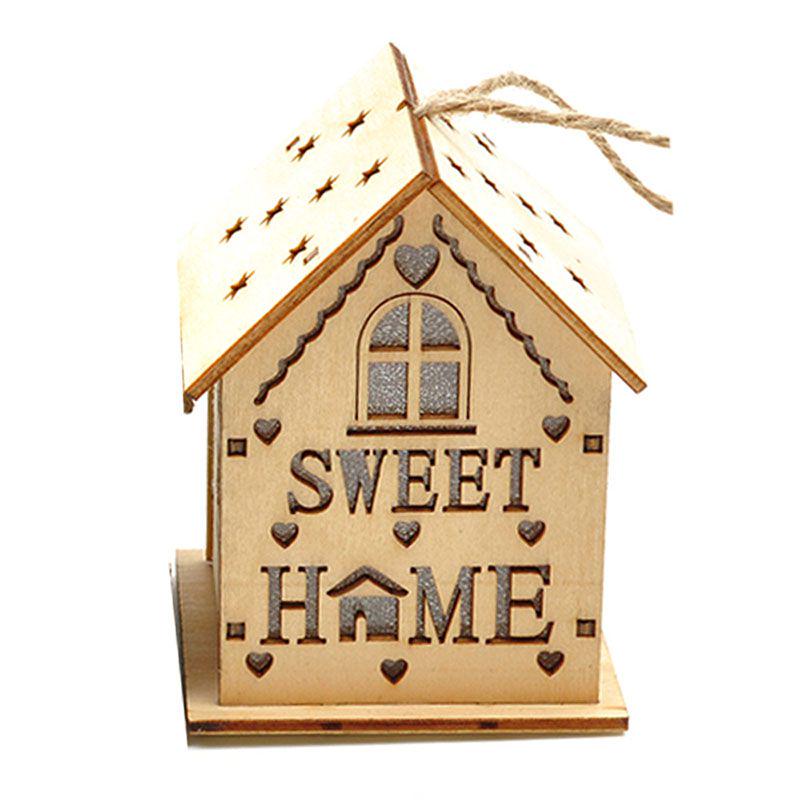 Led Light Wood House Adorable Christmas Tree Hanging Ornaments For Holiday Decor