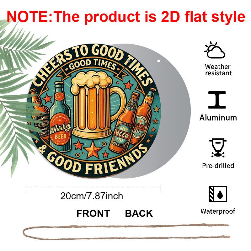 

2D Flat 1pc, 8x8 in, Aluminum metal Decorative Signs & Plaques, Perfect for Enjoying Drinks with Friends During Gatherings, Suitable for Doors 1pc