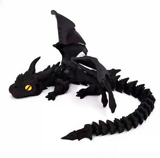 3D Printed Articulated Large Horned Flying Dragon Action Figure Ornament Toy Gift