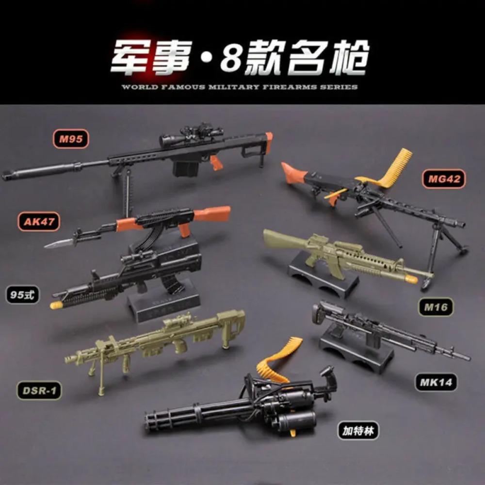 1:6 Scale Toy Mini Gun Model M134 MG42 AK47 98K Rifle Puzzles Building Bricks Assembly Weapon Scene Sandpan Game Toy