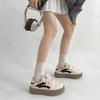 Damen Vintage Low Top Dicke Sohle Lässige Sportschuhe Herbst Knapp Farbblock Vielseitig Bequeme Plateau-Sneaker