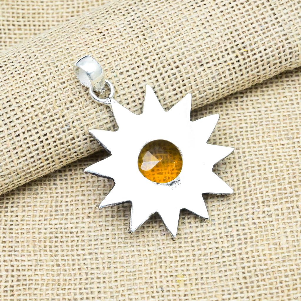 Citrine Gemstone Ručně vyráběné šperky Solid 925 Sterling Silver Přívěsek pro ženy