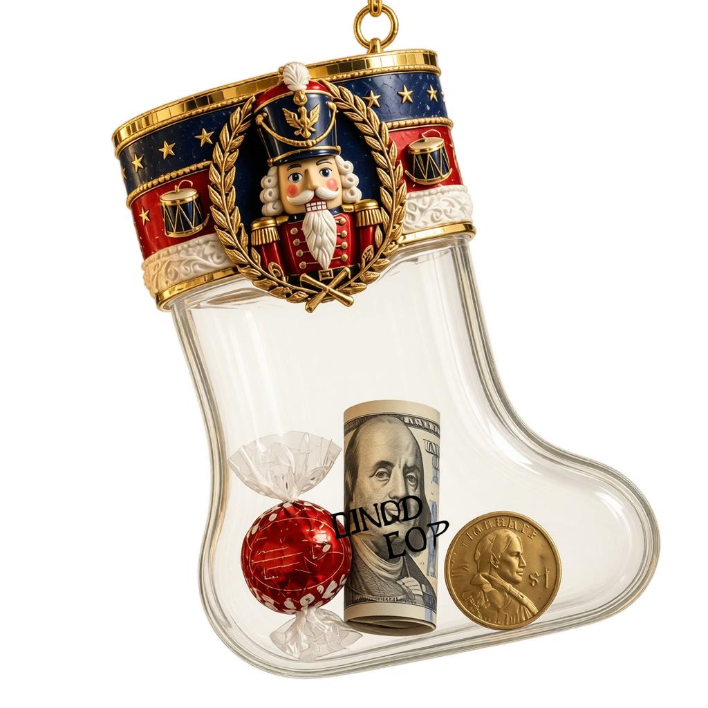 3D Transparent Fillable Christmas Stocking Ornament for Christmas Tree Hanging Decoration, Clear Candy Gift Holder