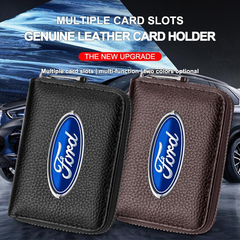 Orijinal Deri Araba Sürücü Ehliyeti Kimlik Kartı Pasaport Kartı Cüzdanı Ford Focus Mondeo Kuga Fiesta MK7 Escort Explorer Edge 2 4 MK2 MK4 İçin