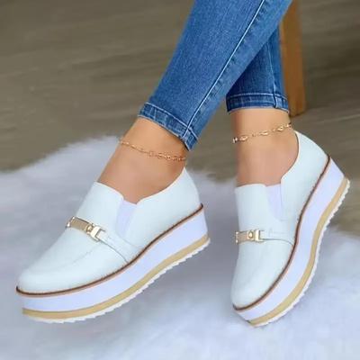 Sapatos para mulheres 2024 sapatos de plataforma de cabeça redonda da moda respirável absorvente de suor de alta qualidade resistente ao desgaste sapatos casuais femininos