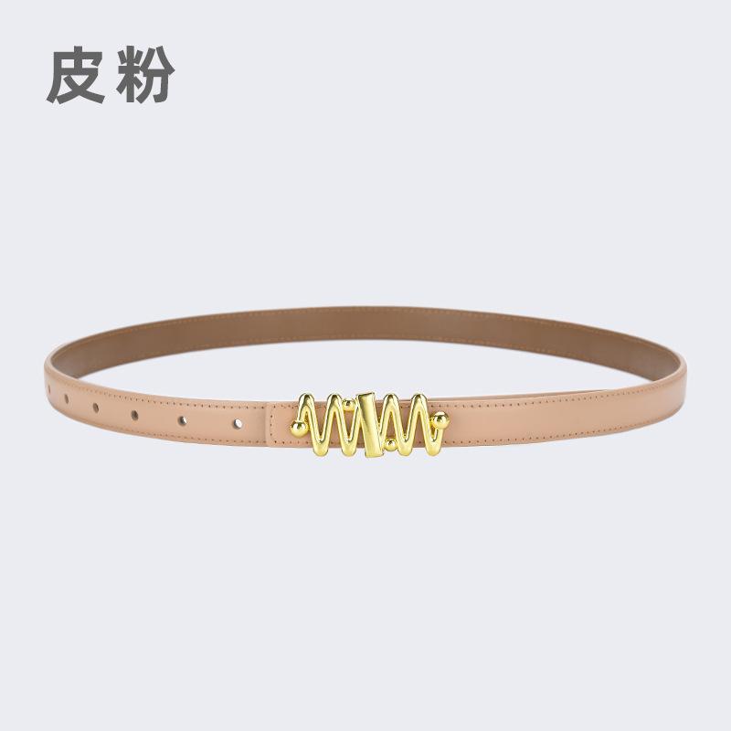 Belt Women'S Jeans Leather Simple Style Decoration Black Casual Thin Belt Tide