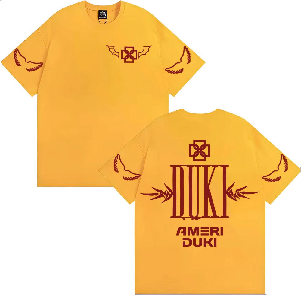 Rapper Duki Ameri World Tour Letters Print T Shirt Men Women Fashion Retro High Quality T-shirts Hip Hop Style Oversized T-shirt