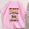 Funny Meat in Your Mouth T Shirt Causal Cotton Short Sleeve Fathers Day Tees Loose Printed Round Neck Mens Clothing Tops