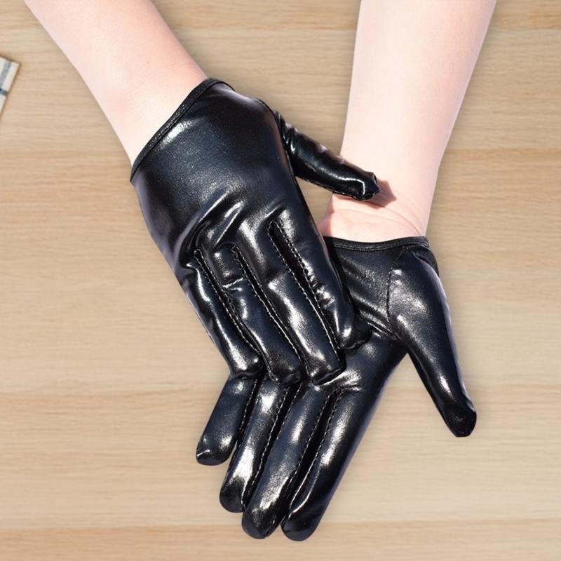 Women Glossy Short Gloves Punk Styles Hand Gloves For Fashion And Comfortable Night Club Music Festival Handwear