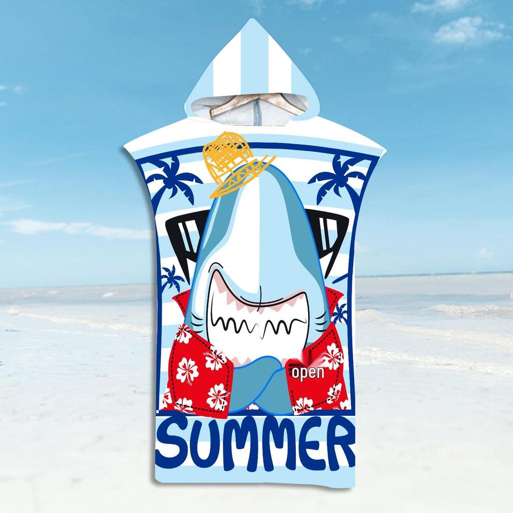 Microfiber Quick-Dry Hooded Beach Poncho Bathrobe for Adults