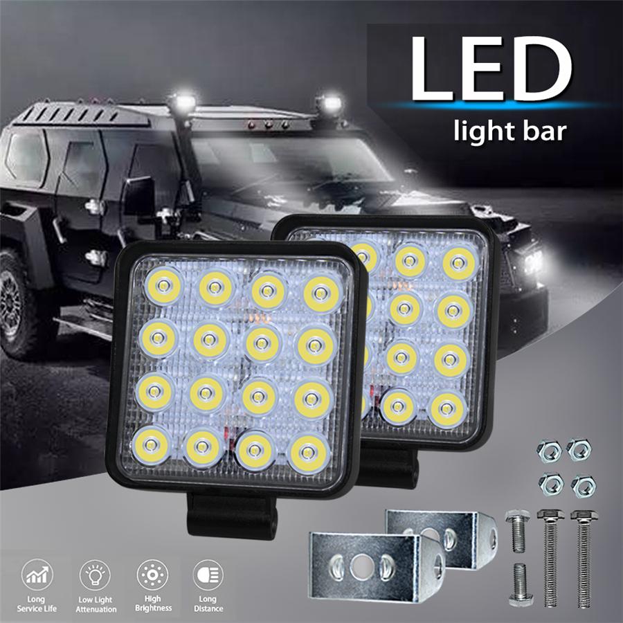 PAir 4.5Inch 16LED 80W 6500K Aluminum Square LED Work Light Fog Driving Lamp Offroad SUV Spotlight Bar Boat