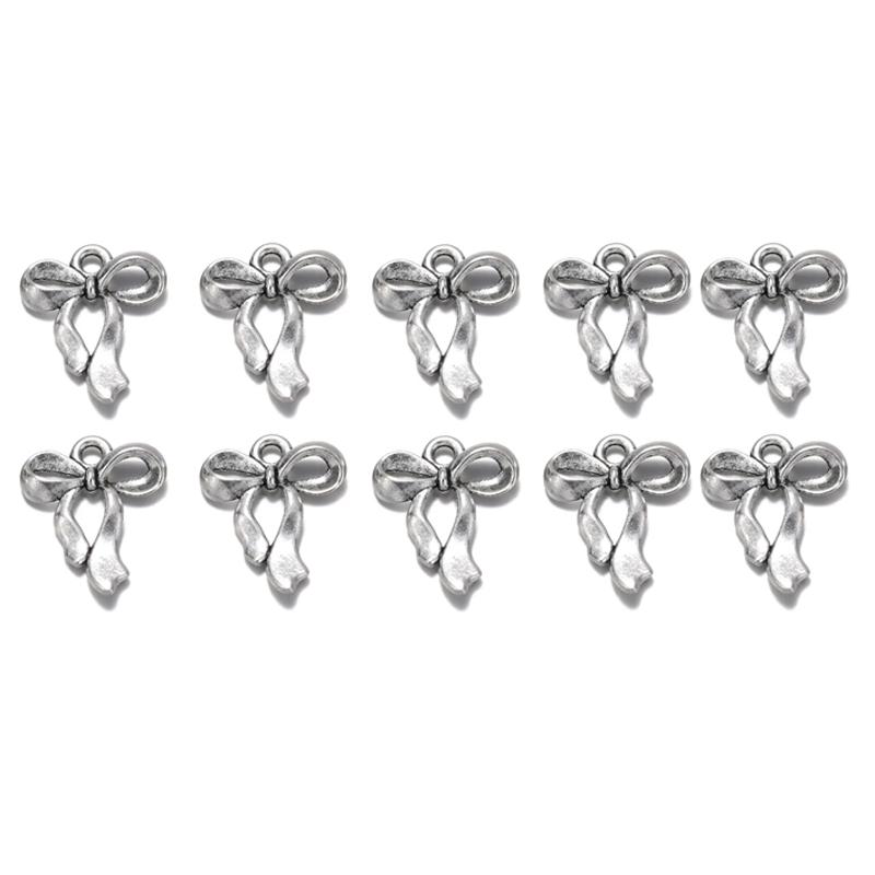 

10Pcs Silver Plated Bow Charms Pendants Bulk For Jewelry Making DIY Necklace Bracelet Earrings Key Chain Accessories Supplies серебряный