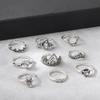 Bohemian 9-Piece Set With Diamond Crescent Crown Combination Ring