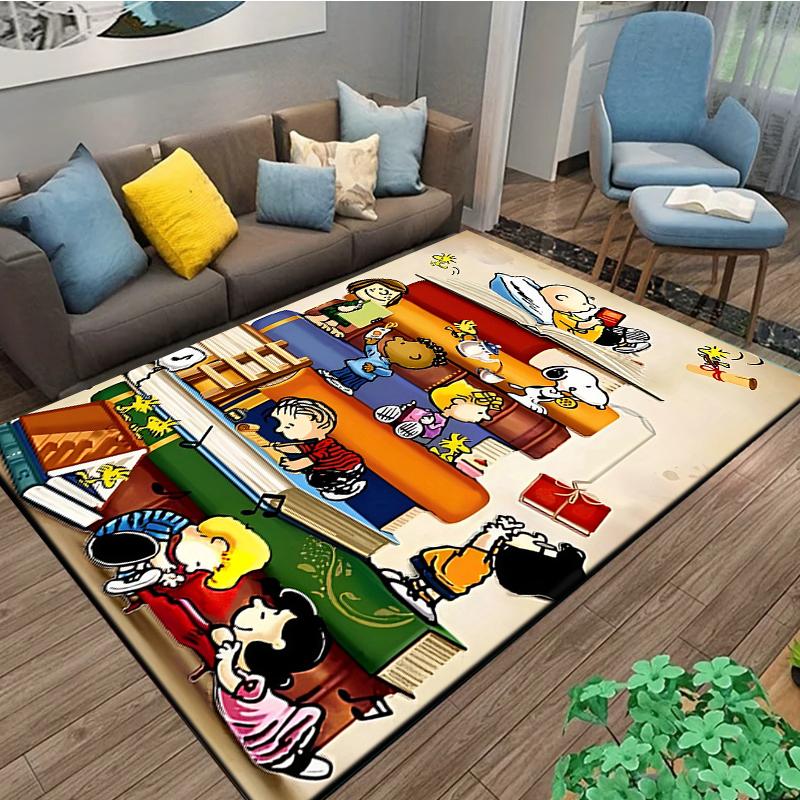 Retro Cartoon Snoopy Kawaii Dog Area Rug 3D Carpet for Living Room Home Decor Large Area Rug Bedroom Rug Non-slip Floor Mat Gift