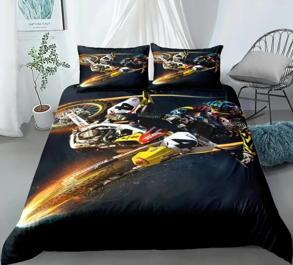 Motorcycle Race Car Bedding Set Single Twin Double Queen King Cal King Size Bed Linen Set