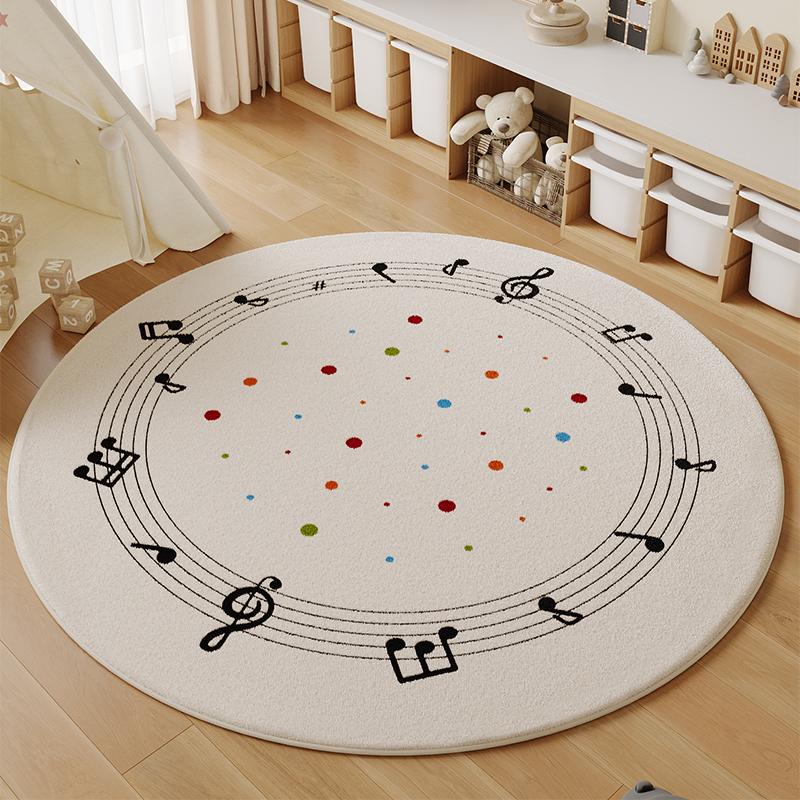 Cartoon Style Bedroom Decor Round Carpet Thick Plush Carpets for Living Room Fluffy Soft Children's Floor Mat Washable Study Rug