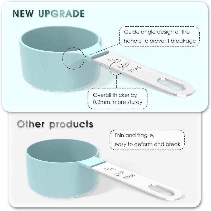 10pcs Measuring Cups & Spoons Set, Stackable Cups and Spoons, Nesting Measure Cups with Stainless Steel Handle, Kitchen Gadgets