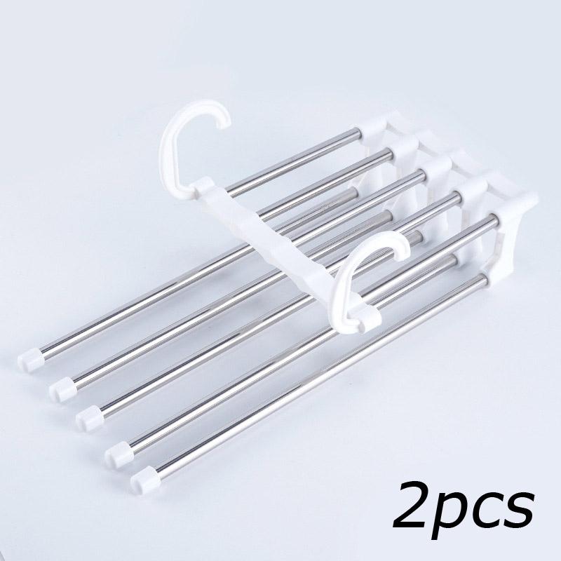 5 In 1 Stainless Steel Pants Rack Wardrobe Storage Adjustable Magic Trouser Hangers Multifunction Towel Shelves Closet Organizer