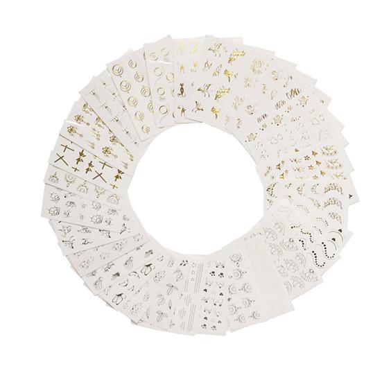 30 Sheets Golden Silver Butterfly Cat Spider Nail Art DIY Decor Sticker Decal