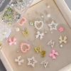 12-Grids Floral Steel Beads & Pearl Rhinestone Nail Art Decor Set