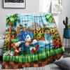 Hedgehog Sonic Print Flannel Blanket, Ultra Soft High Quality All Seasons Warm Throw, Home Decor Cozy Blanket, Perfect Christmas Gift