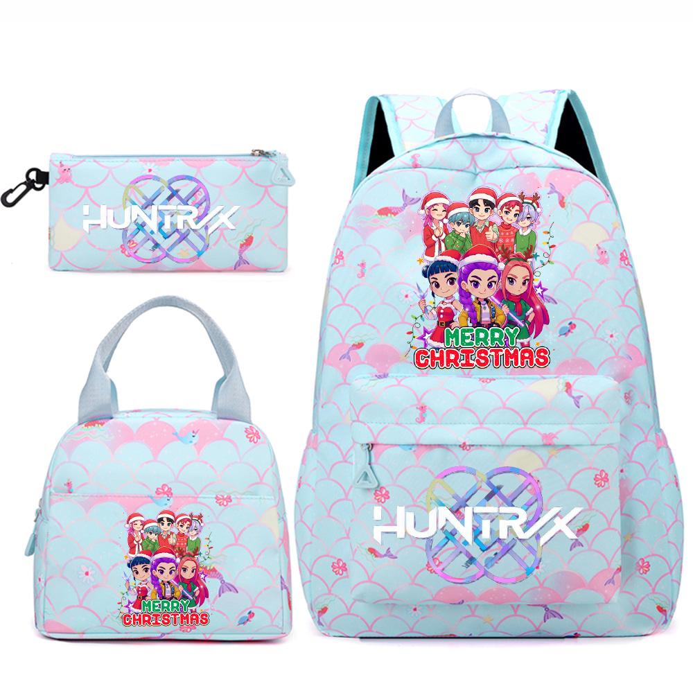 3Pcs/set Kpop Printed Backpack Handbag Pencil Case for Teenger Student Girl Boy Schoolbag Kid Bookbag Large Capacity Travel Bag Christmas Gift
