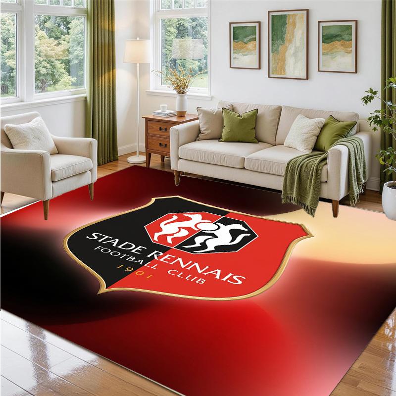 Stade Rennais FC Design Crystal Velvet Rug Soft Decorative Mat for Bedroom Entrance