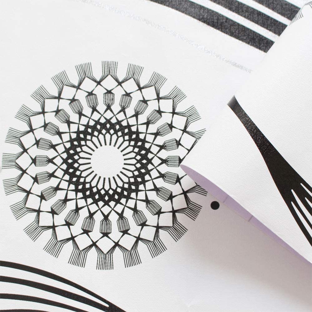 Circles Stripes Peel and Stick Wallpaper Black White Self Adhesive Wallpaper Vinyl Removable Contact Paper for Drawers Cabnits