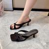 Mode Damenmode Stiletto-Sandalen Sommer Neu Quadratische Spitze Offene Zehen Dünner Riemen Rutschfest Abriebfest Hohe Absätze