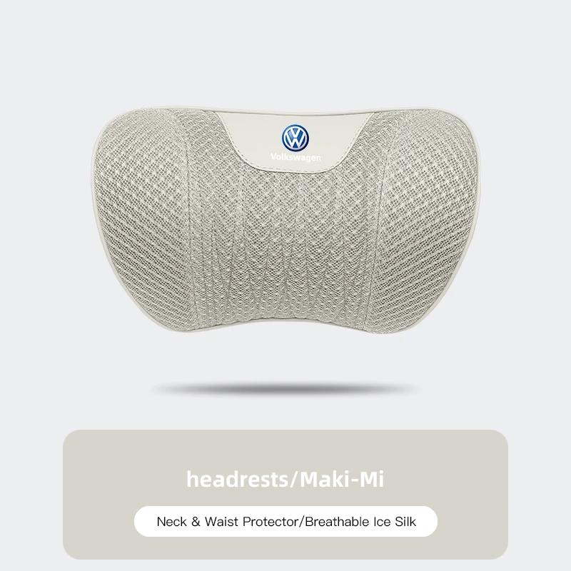 

VW GTI GOLF 2026 Hot For VW VOLKSWAGEN Car Seat Ice Silk Pillow Neck Driving Seat Headrest Back Cushion For Volkswagen Polo Golf