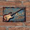 1PC  Rock Guitar Metal Sign Retro Wall Decor Perfect for Home Bar Cafe Garage with HassleFree Easy Hang Design