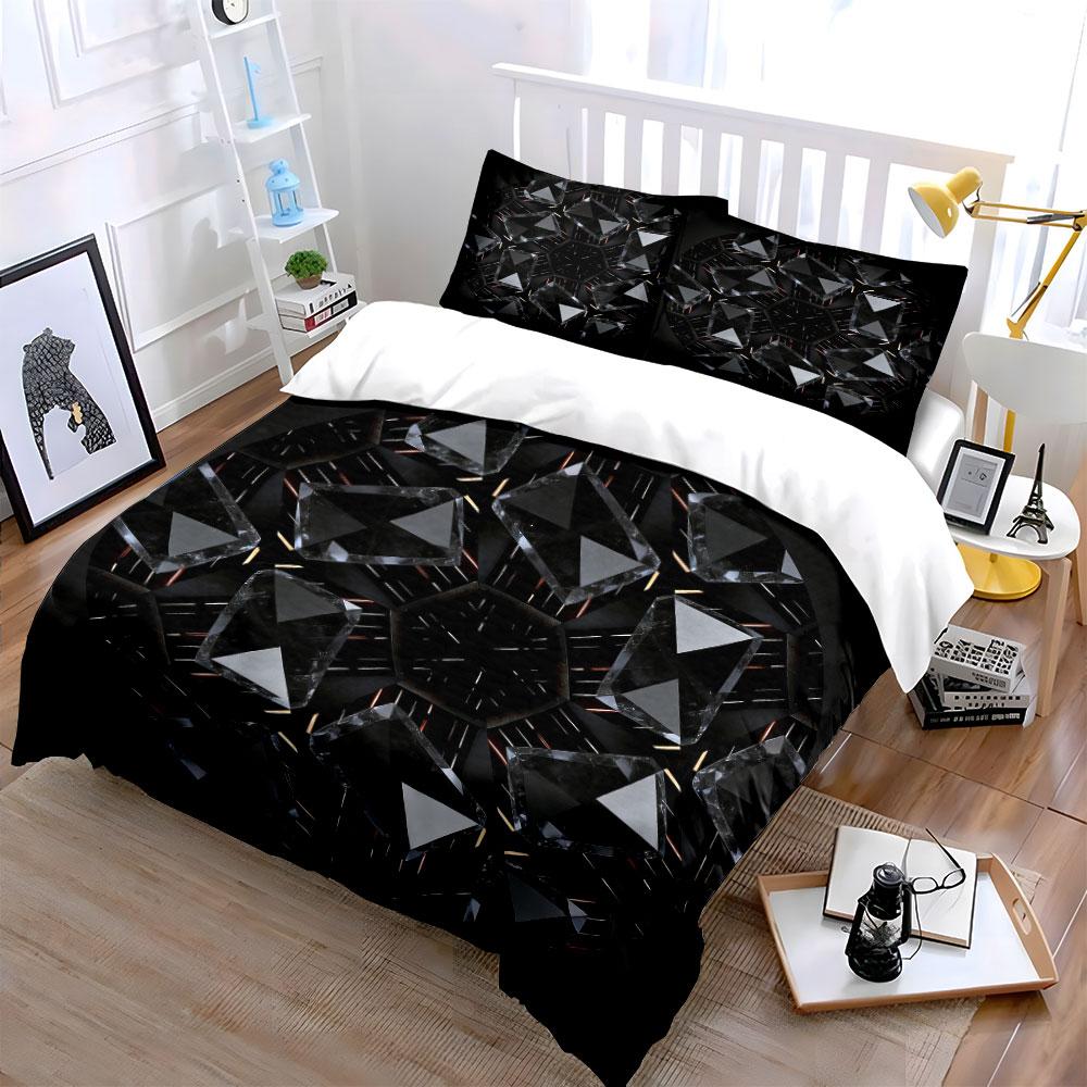 Crystal Geometric Decor Set Soft Comfortable Duvet Cover Bedding Set Included 1*Duvet Cover & 2*Pillowcases, Gift
