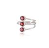 Elegant 925 Sterling Silver Triple Garnet Ring – Handmade Adjustable Stackable Red Stone Ring for Women