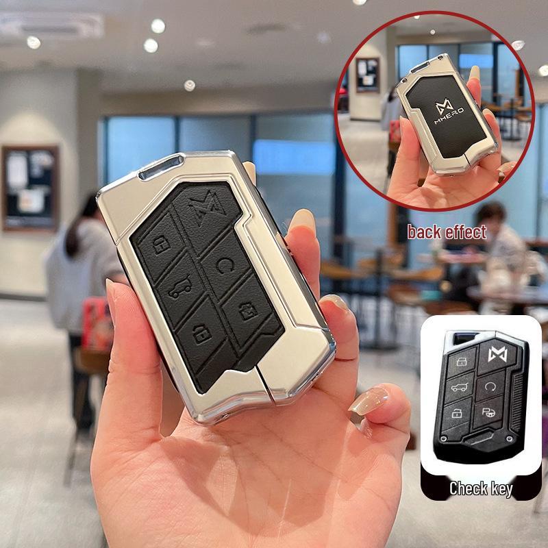 Mengshi 917 Key Cover & M800 Off-Road Metal-Leather Buckle, High-End for Men & Women