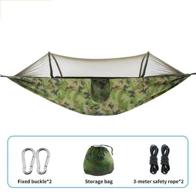 Portable Suspended Camping Bed 161*111cm Hammock With Anti-Mosquito Net Tree Straps Carabiners For Outdoor Hiking Travel