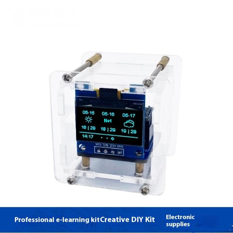 1 Set Wifi Digital Clock Esp8266 Mini Weather Clock Diy Soldering Kit Electronic Multifunctional Weather Station