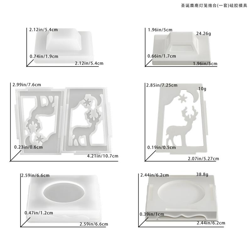 DIY Christmas Candlestick Silicone Mold Deer Snow Lantern Shaped Candle Gypsum Base Epoxy Resin Mold Home Decoration