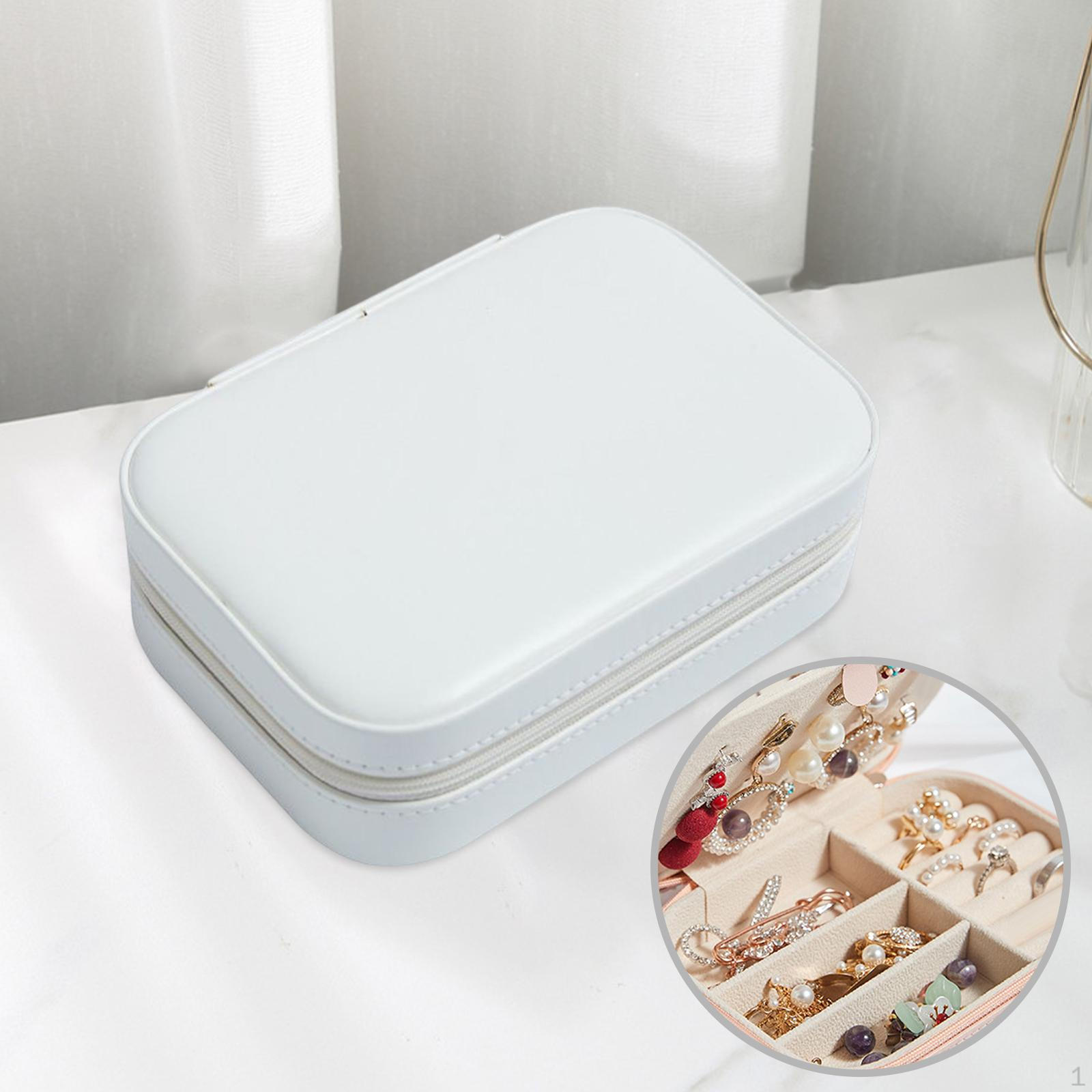 

Organizer Box Portable Double Layer Container Large Capacity Display for Ears Stud BB#White