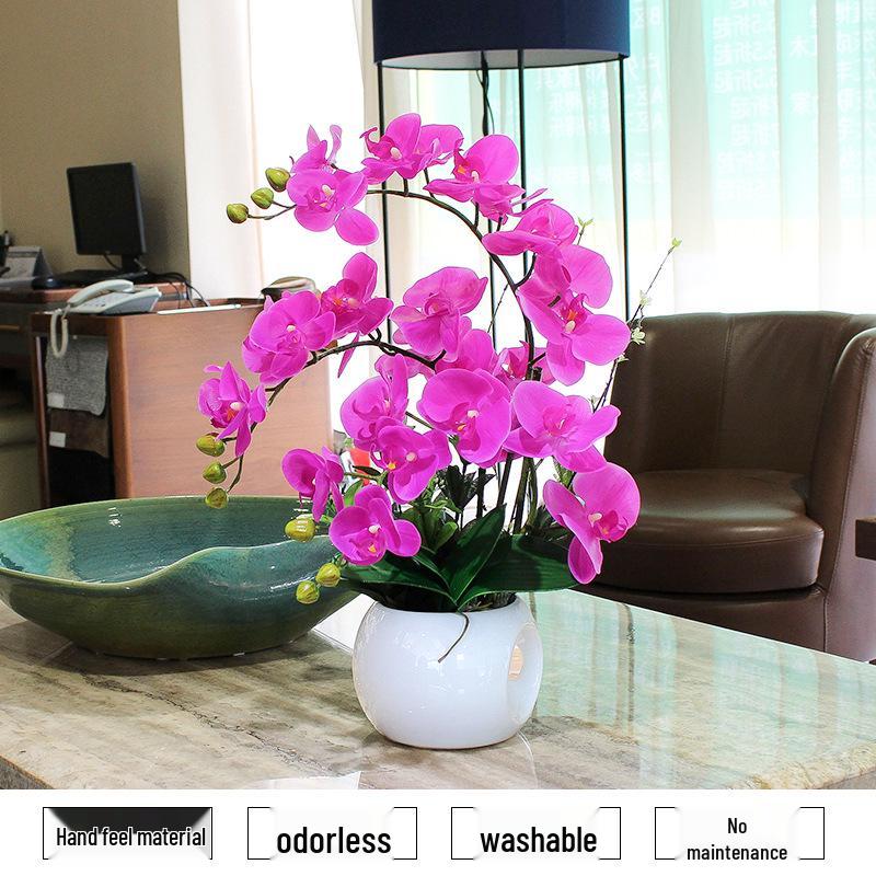 Haptik-PU Phalaenopsis Künstliches Blumengesteck für Wohnzimmer TV-Schrank Deko
