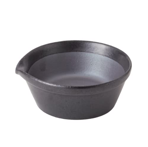 Kamoshika Douguten Large Mortar and Pestle, Made in Japan, Banko Ware Ceramic, Flat Bottom (Large Mortar and Pestle (Black))