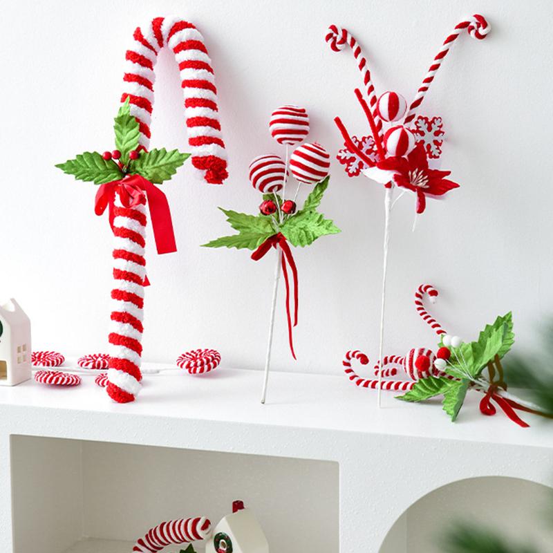 1 Stück Weihnachtsbaum Zuckerstangen Picks Feiertage Wolle Bonbonrolle Dekorationen Neujahrsbaumdeko Büro Mehrere Optionen verfügbar