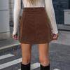 Fall Winter Women High Waist Corduroy Mini Skirt, Slim Fit A-line Pencil Bodycon Skirt