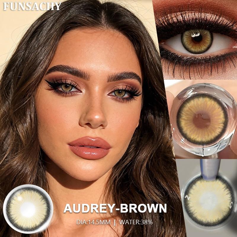 FUNSACHY 1 Pair AUDREY Colored Contact Lenses for Eyes Brown Color Lenses Natural Gray Contacts Koean Softlens Beautiful Pupils