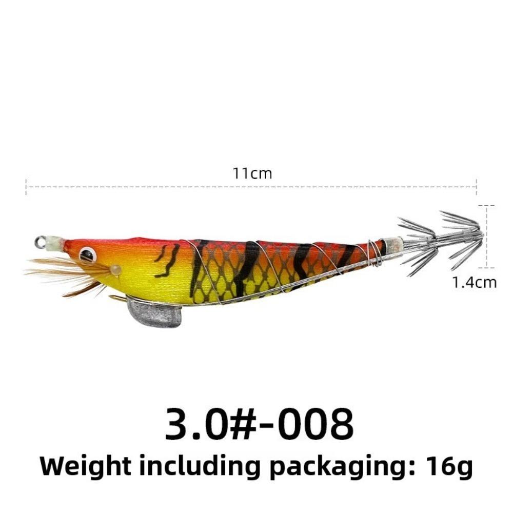 

Saltwater Resistant Luminous Fishing Lure Cuttlefish Shape Steel Wire Hook Boat Fishing 008-3.0#