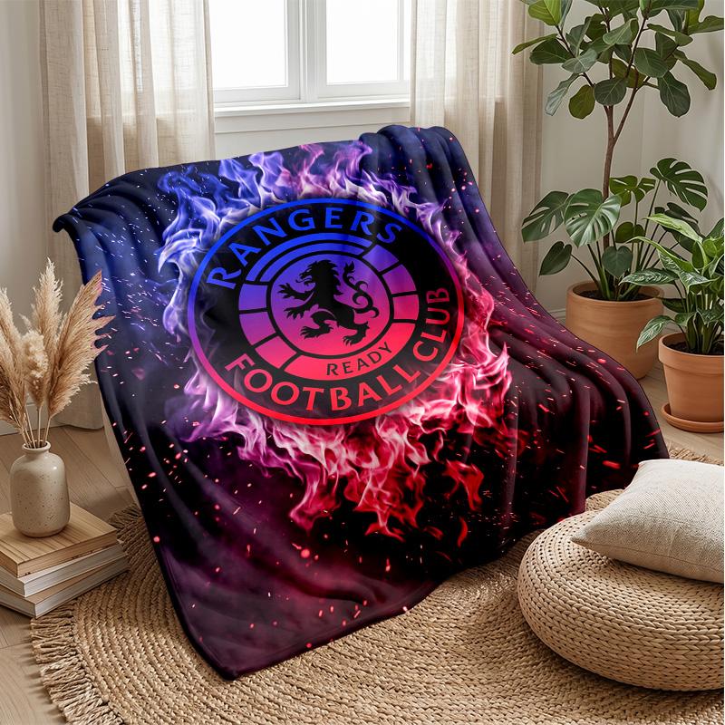 Rangers FC Weiche Flanell-Fleece-Decke Leicht Gemütlich Warm Überwurfdecke für Sofa Bett Heimdekoration